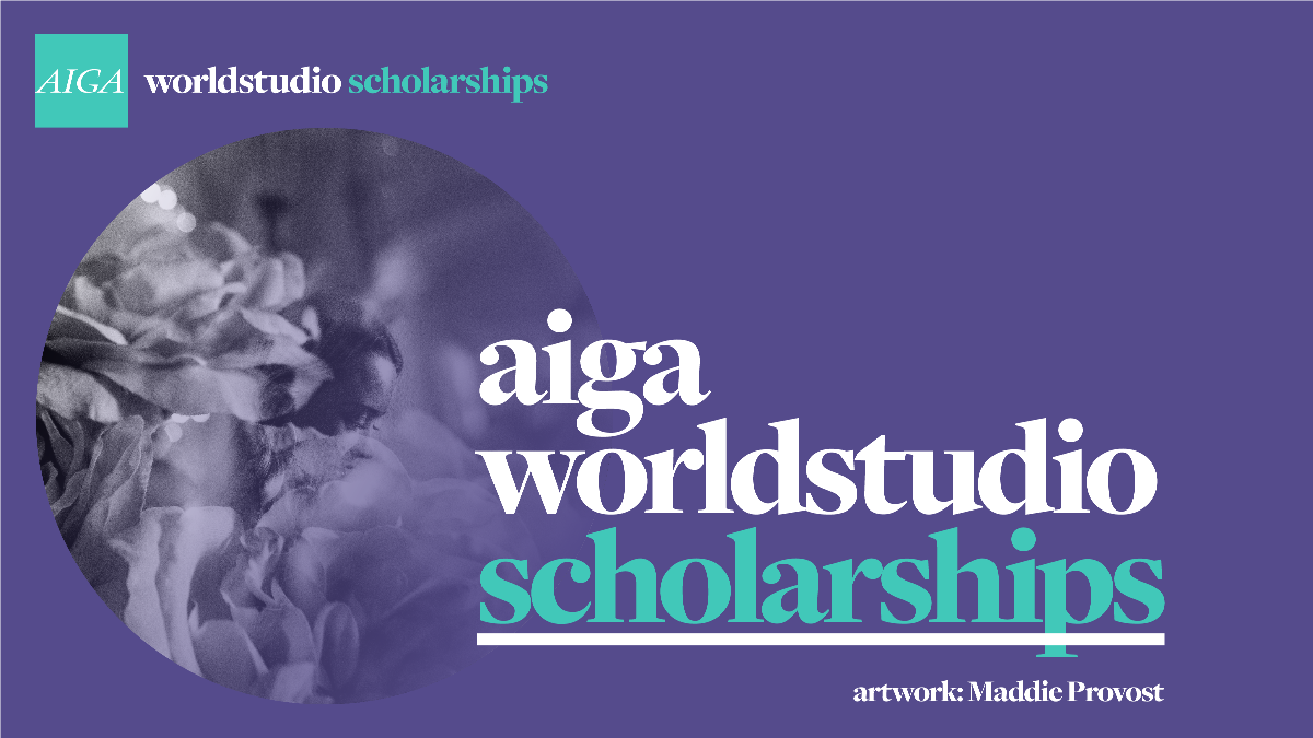 Flyer for the AIGA worldstudio scholarships with deadline on April 13, 2021 Flyer for the AIGA worldstudio scholarships with deadline on April 13, 2021
