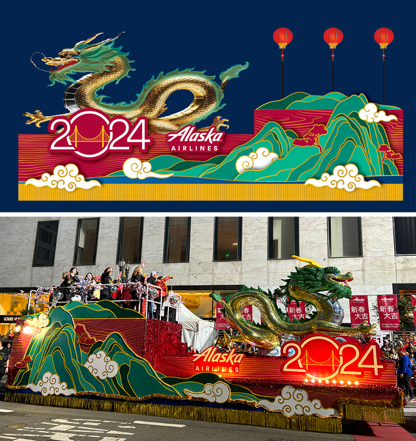 Dragon design and float for Alaska Airlines