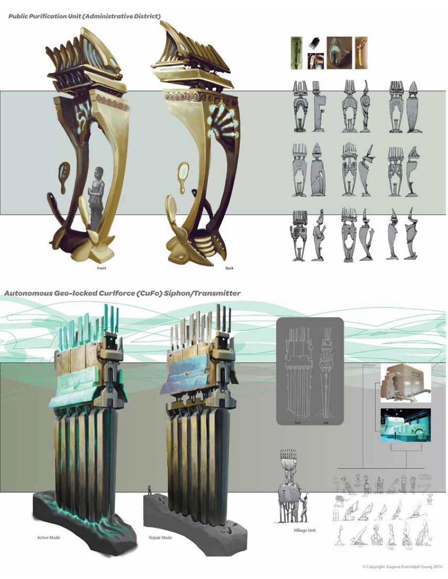 Drawings of concepts of buildings made by Eugene Young